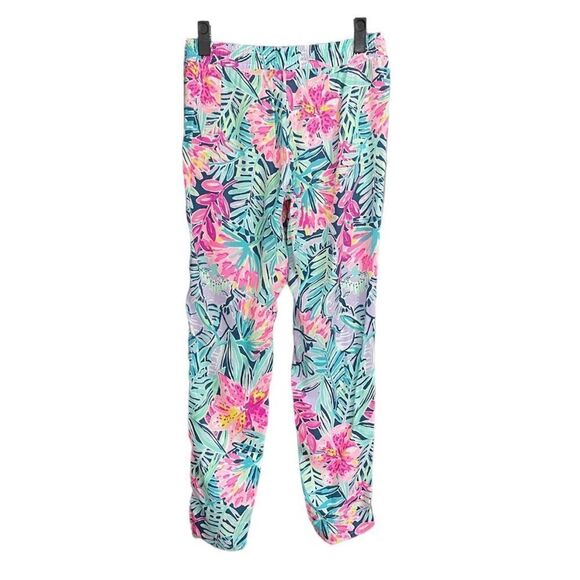 Lilly Pulitzer Piper Pants in Slathouse Soirée Print Navy Drawstring Size XXS - Picture 3 of 7